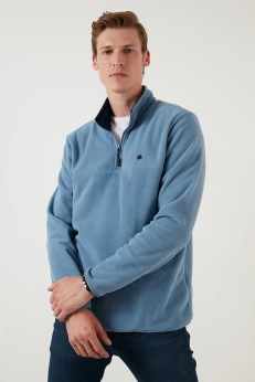 سويشرت  زمستاني  يقه ايستاده زيپ دار  Buratti آبي کم رنگ