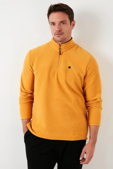 سويشرت  زمستاني  يقه ايستاده زيپ دار  Buratti زرد