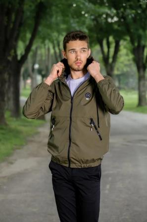 کاپشن مردانه باراني زيپ دار خاکي stilkombin مناسب M و L